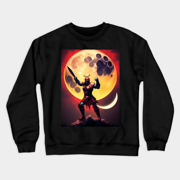 Red Moon Warrior art work Crewneck Sweatshirt by Aphro art design 